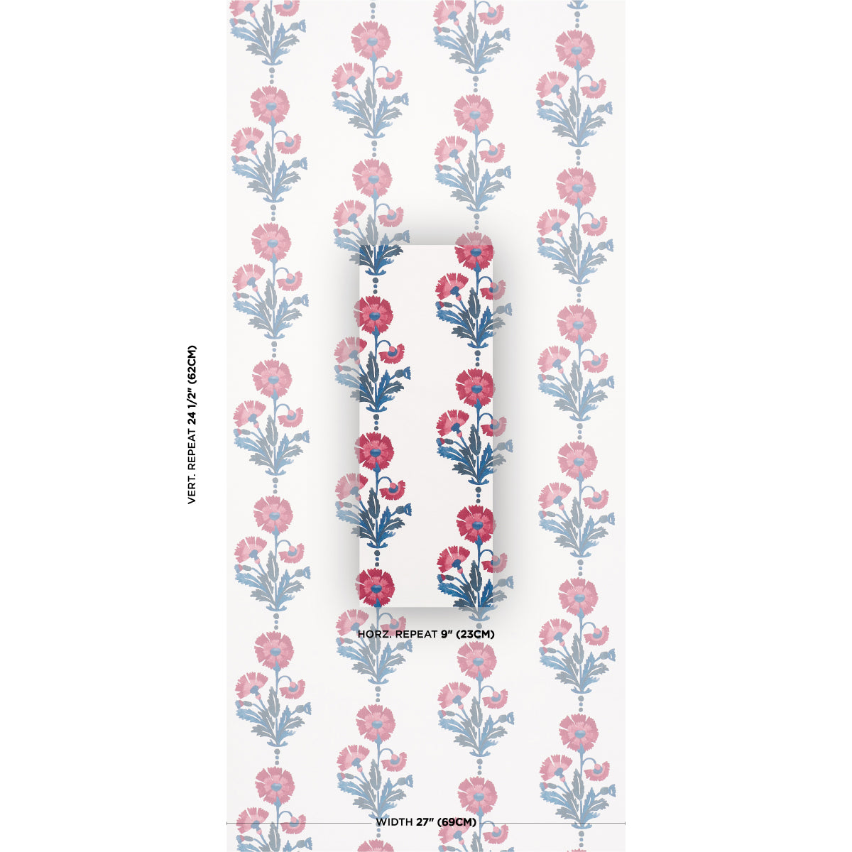 Purchase 5017990 | Dianthus Print, Indigo & Iron - Schumacher Wallpaper