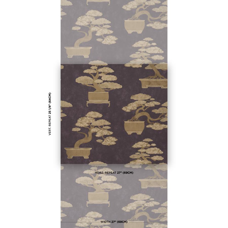 Purchase 5018001 | Bonsai Tree, Aubergine - Schumacher Wallpaper