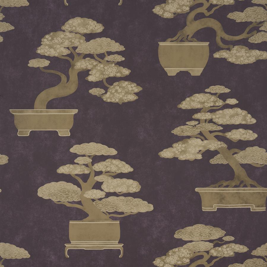 Purchase 5018001 | Bonsai Tree, Aubergine - Schumacher Wallpaper