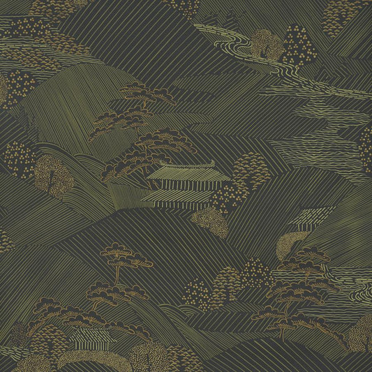 Purchase 5018050 | Nikko, Black - Schumacher Wallpaper