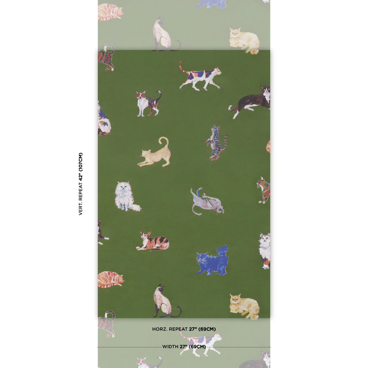 Purchase 5018070 | Cats, Green - Schumacher Wallpaper