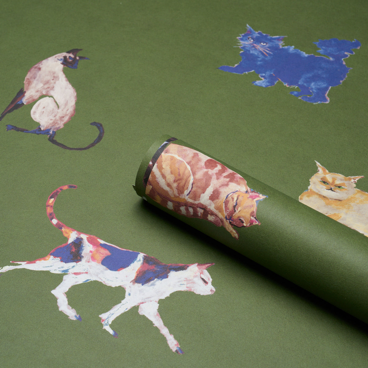 Purchase 5018070 | Cats, Green - Schumacher Wallpaper