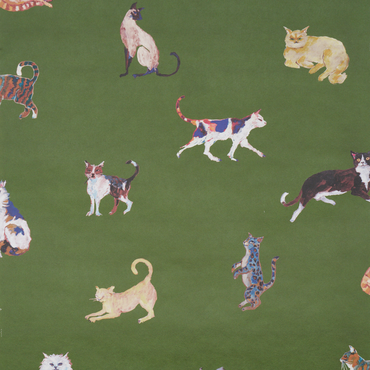 Purchase 5018070 | Cats, Green - Schumacher Wallpaper