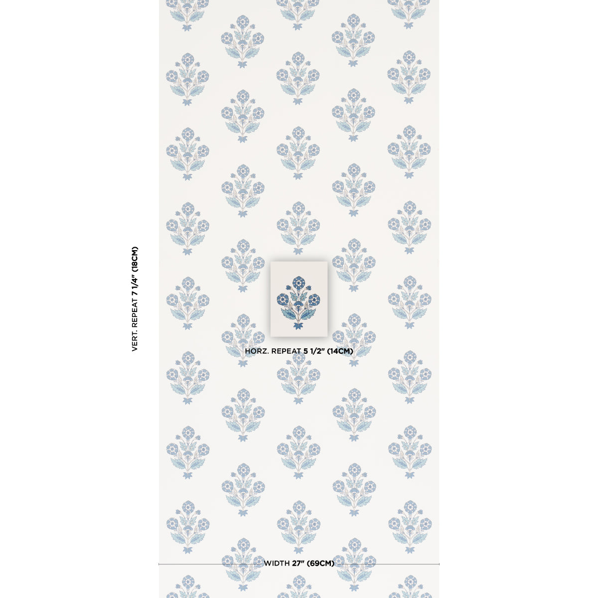 Purchase 5018090 | Dalila Hand-Screen Print, Blue - Schumacher Wallpaper