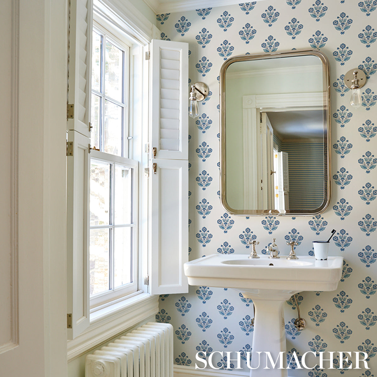 Purchase 5018090 | Dalila Hand-Screen Print, Blue - Schumacher Wallpaper