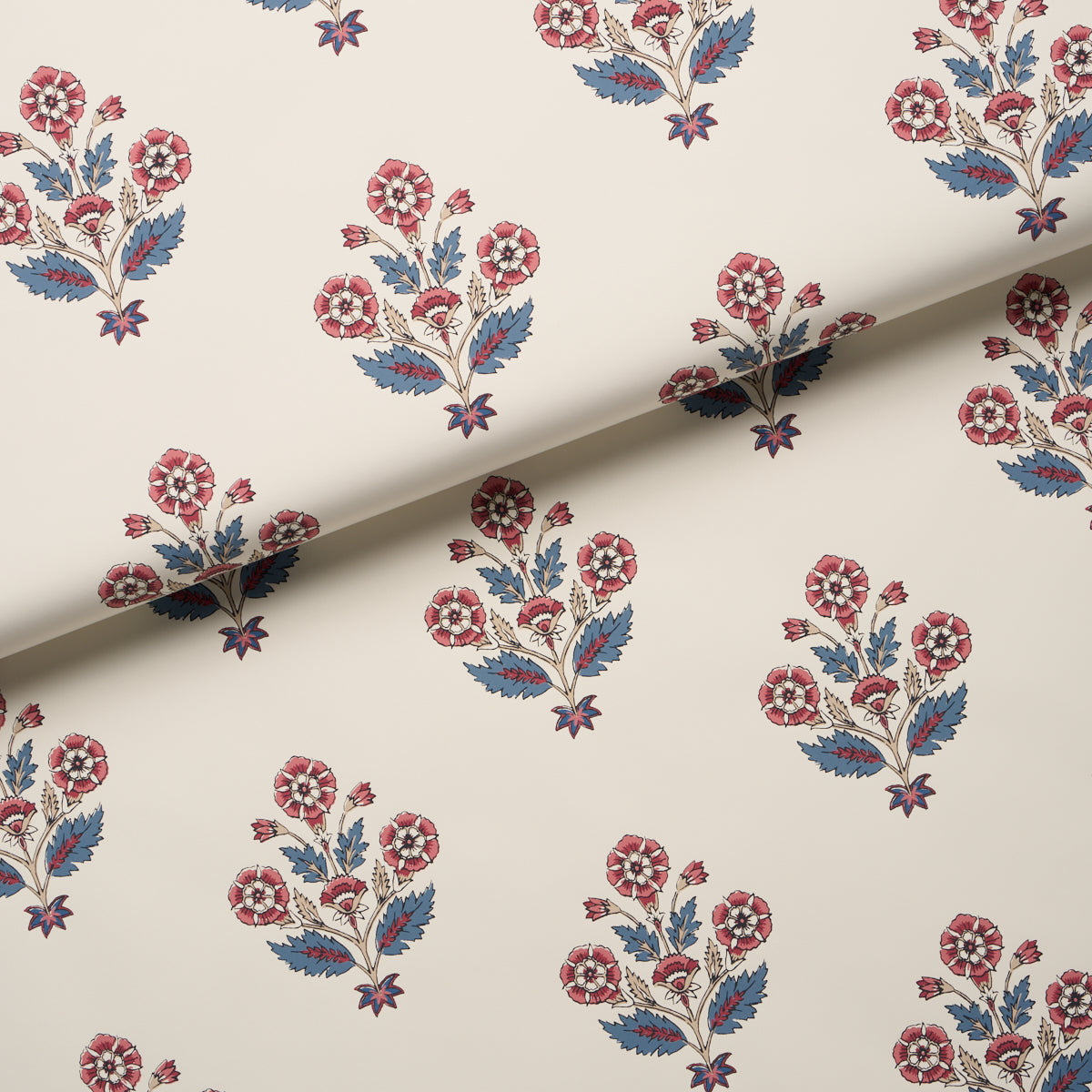 Purchase 5018091 | Dalila Hand-Screen Print, Red & Blue - Schumacher Wallpaper