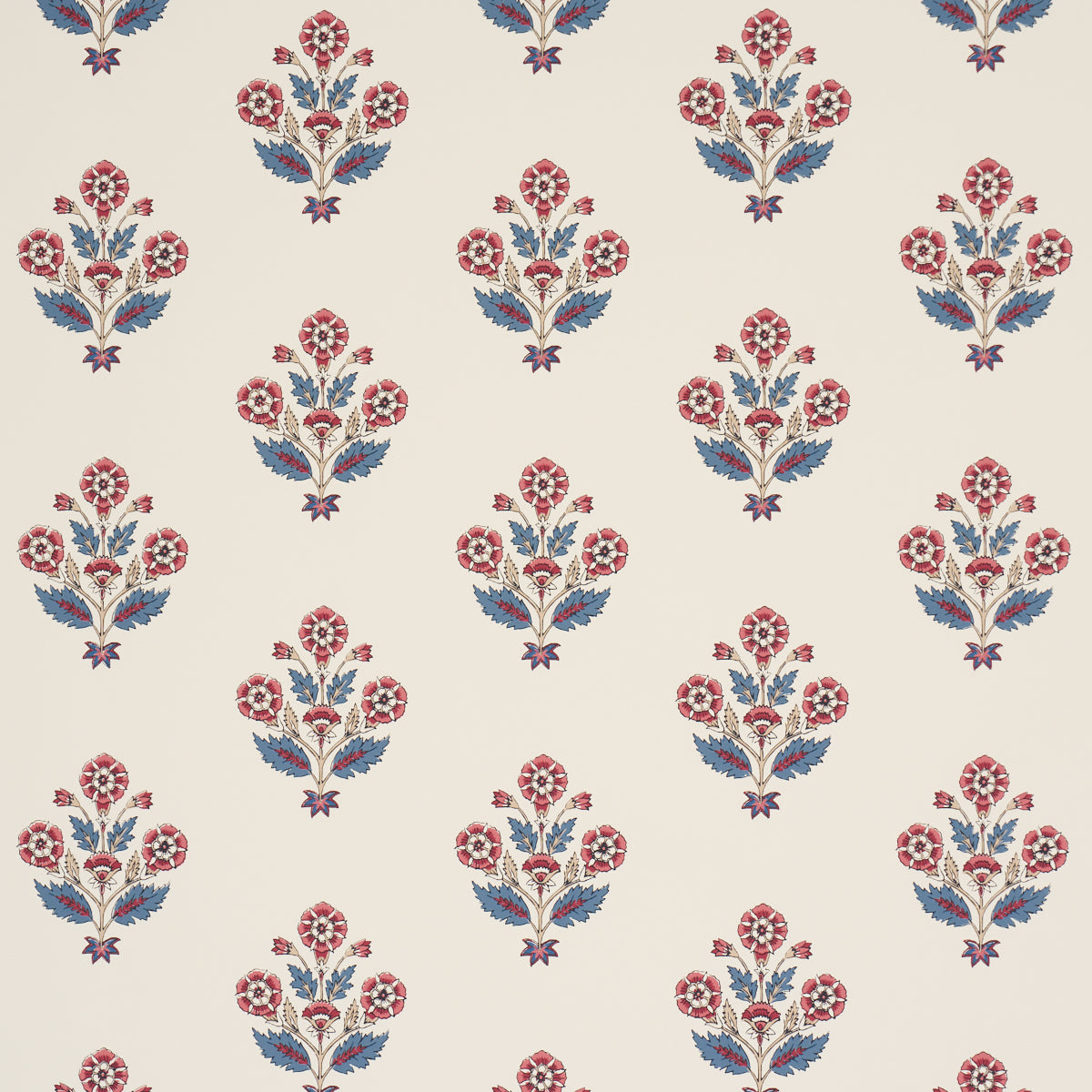 Purchase 5018091 | Dalila Hand-Screen Print, Red & Blue - Schumacher Wallpaper