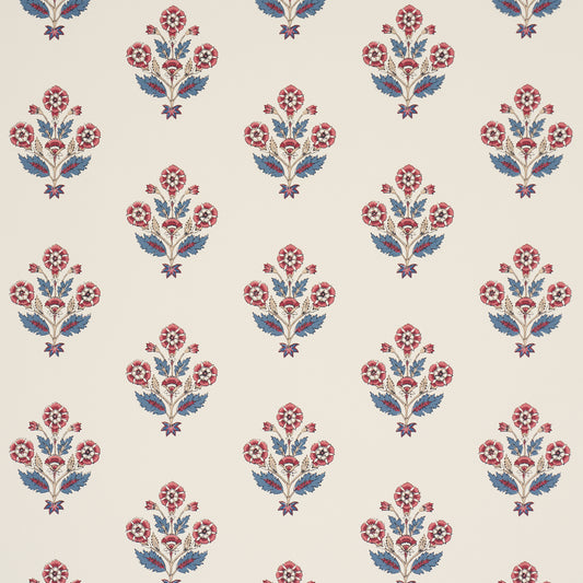 Purchase 5018091 | Dalila Hand-Screen Print, Red & Blue - Schumacher Wallpaper
