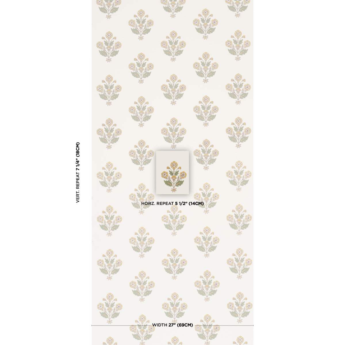 Purchase 5018092 | Dalila Hand-Screen Print, Yellow - Schumacher Wallpaper