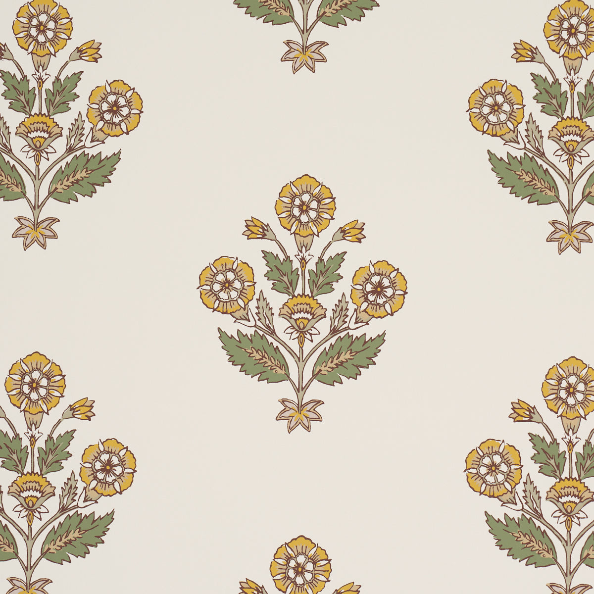 Purchase 5018092 | Dalila Hand-Screen Print, Yellow - Schumacher Wallpaper