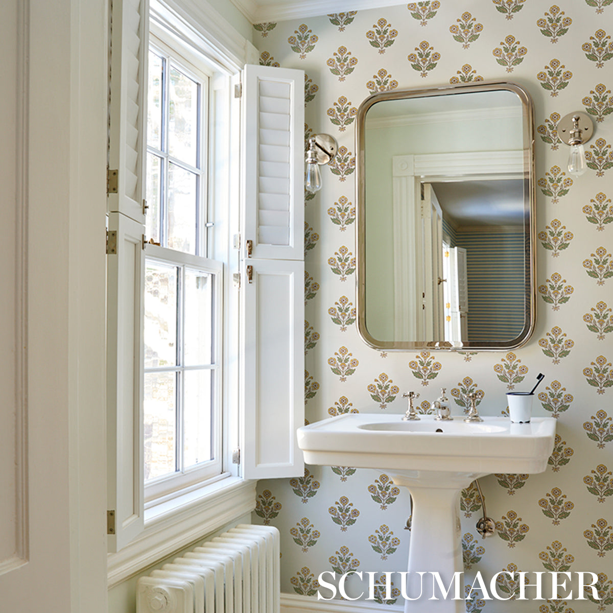 Purchase 5018092 | Dalila Hand-Screen Print, Yellow - Schumacher Wallpaper