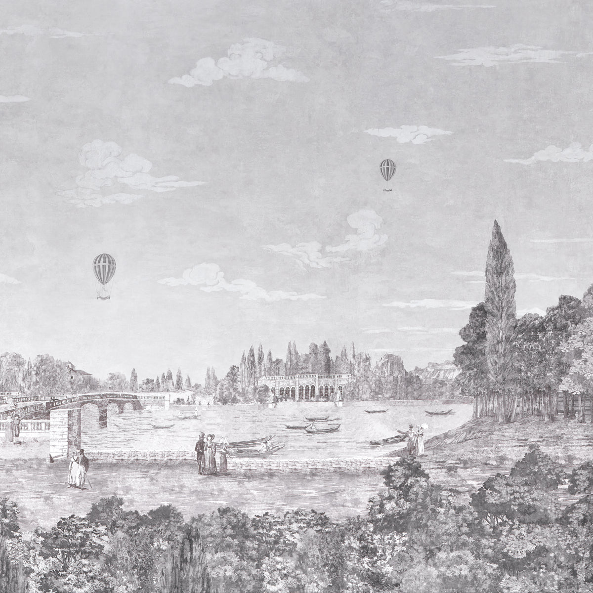 Purchase 5018121 | Promenade 4 Panel Set, Grisaille - Schumacher Wallpaper