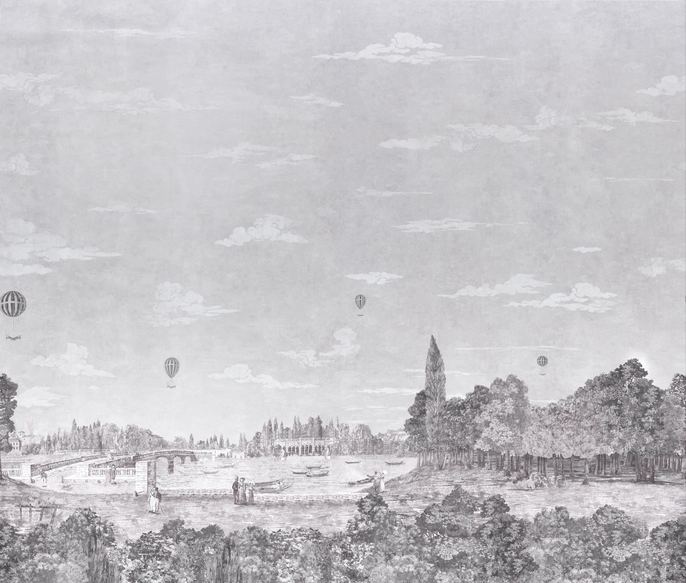 Purchase 5018121 | Promenade 4 Panel Set, Grisaille - Schumacher Wallpaper