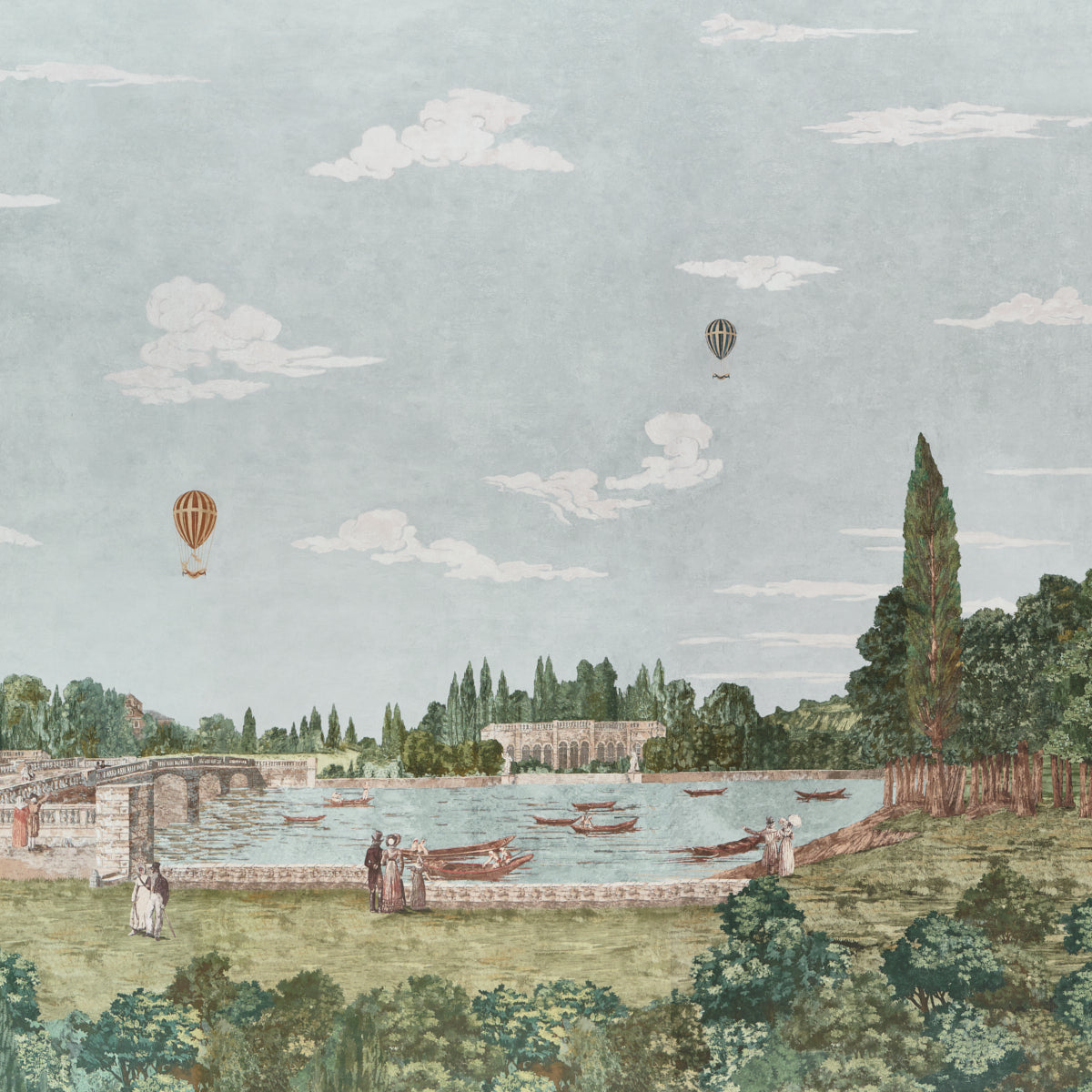Purchase 5018122 | Promenade 4 Panel Set, Sky - Schumacher Wallpaper