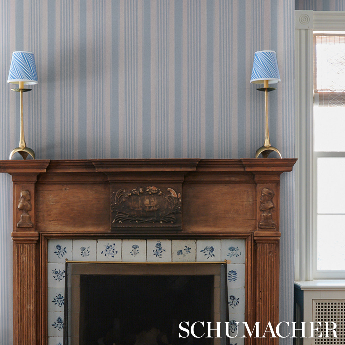 Purchase 5018144 | Summerville Stripe, Sky - Schumacher Wallpaper