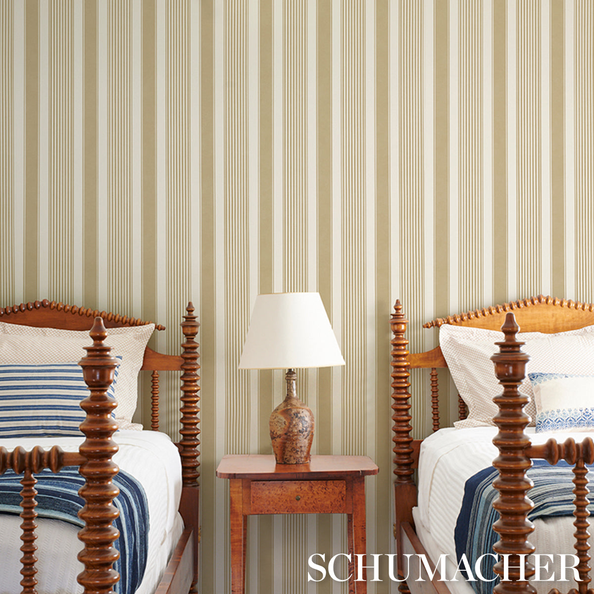 Purchase 5018146 | Summerville Stripe, Celery - Schumacher Wallpaper