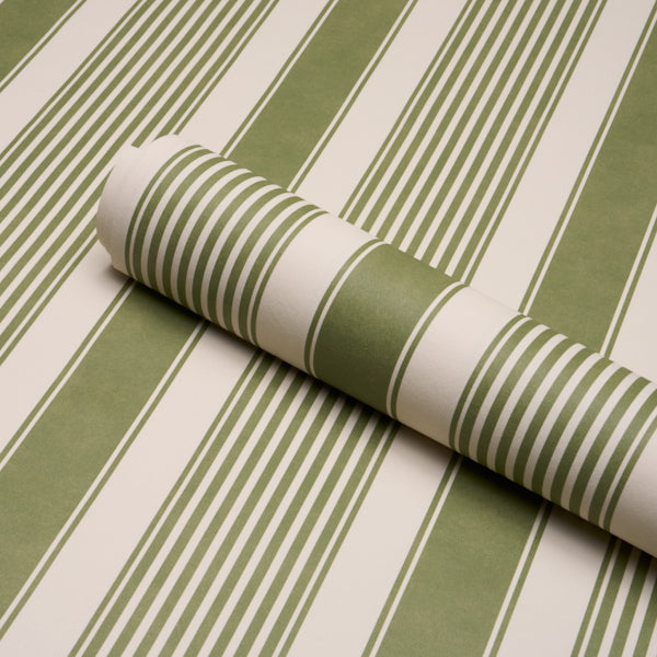 Purchase 5018147 | Summerville Stripe, Moss - Schumacher Wallpaper