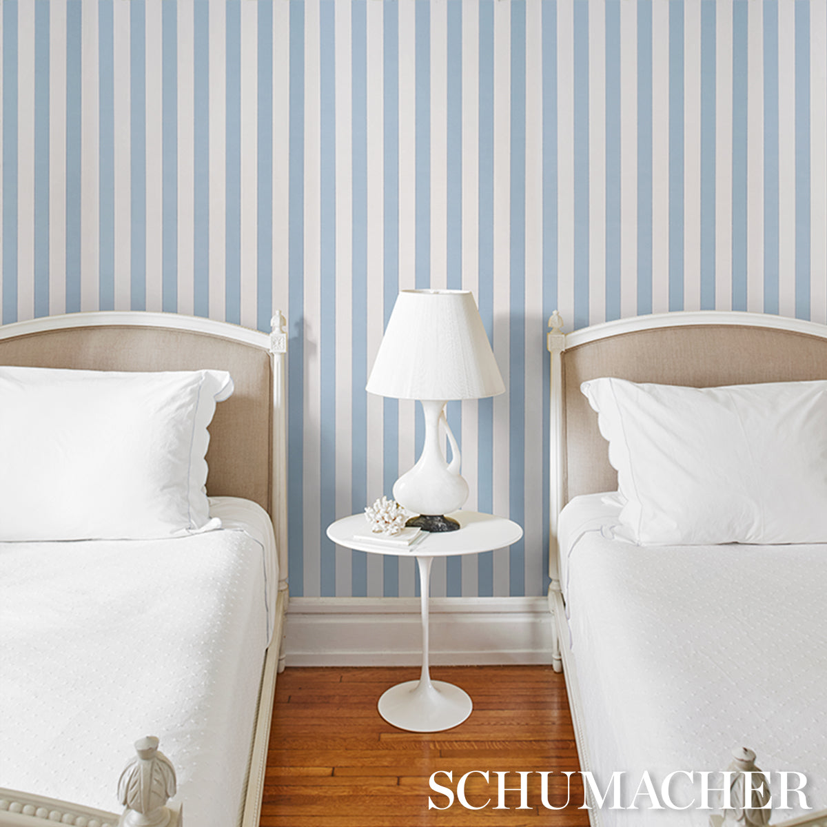 Purchase 5018150 | Louise Stripe, Blue - Schumacher Wallpaper