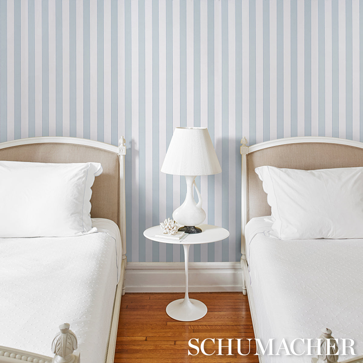 Purchase 5018151 | Louise Stripe, Ice - Schumacher Wallpaper
