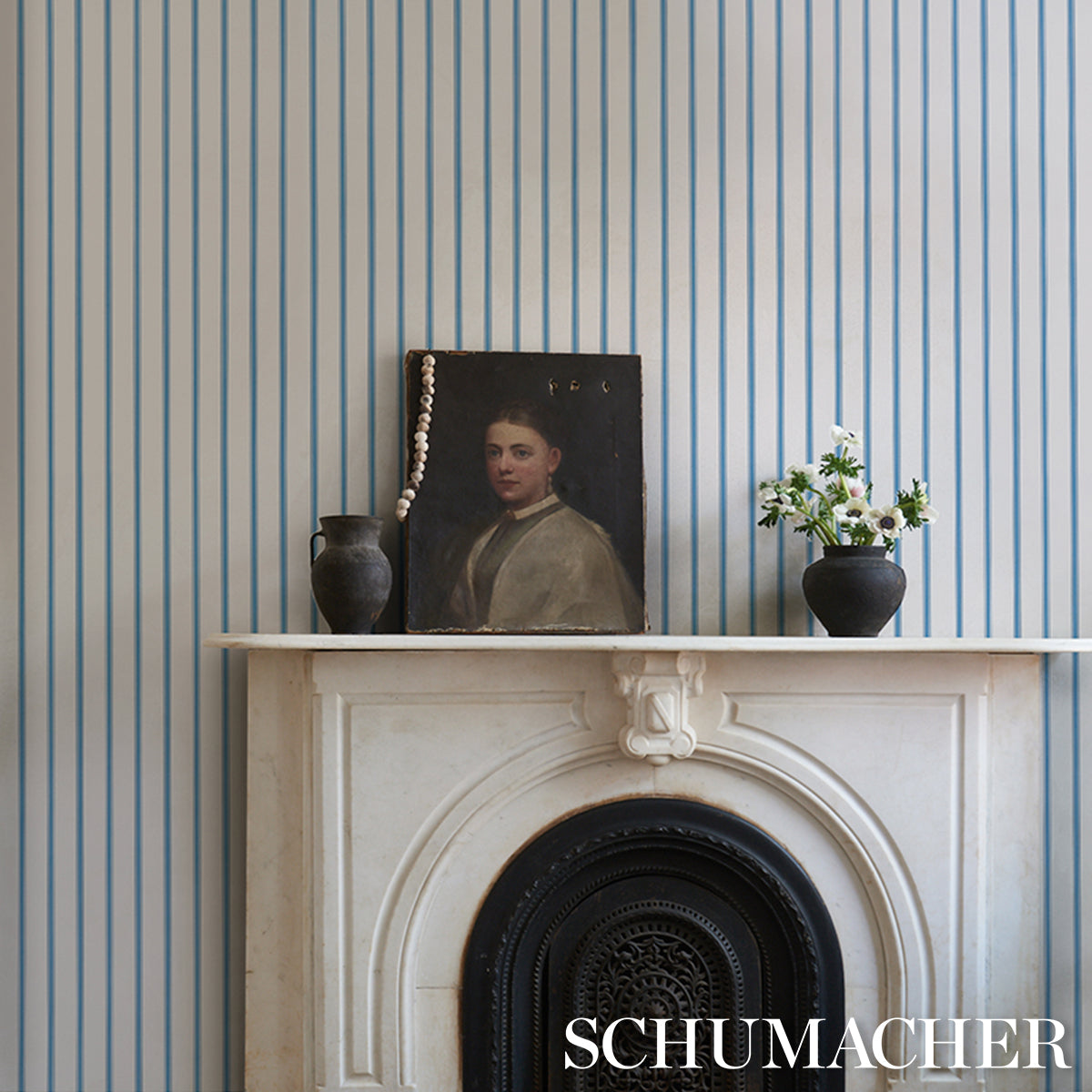 Purchase 5018162 | Westerly Stripe, Blue - Schumacher Wallpaper