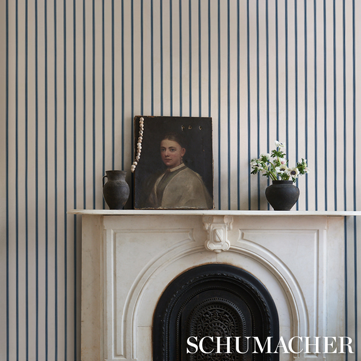 Purchase 5018163 | Westerly Stripe, Navy - Schumacher Wallpaper
