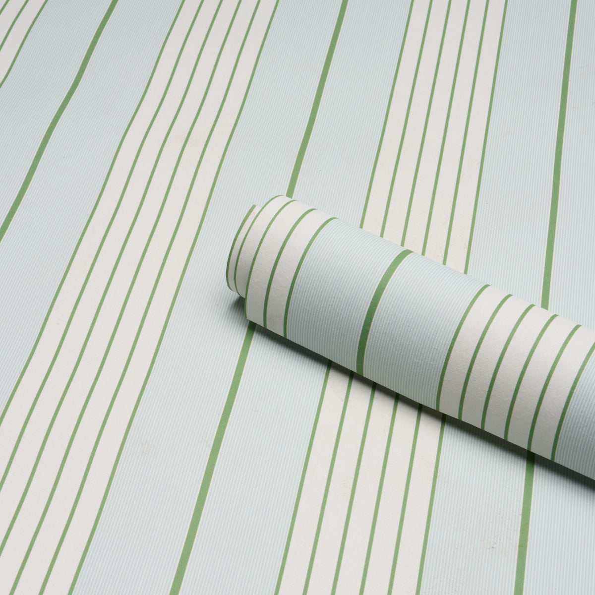 Purchase 5018180 | Audrey Stripe, Sky & Leaf - Schumacher Wallpaper