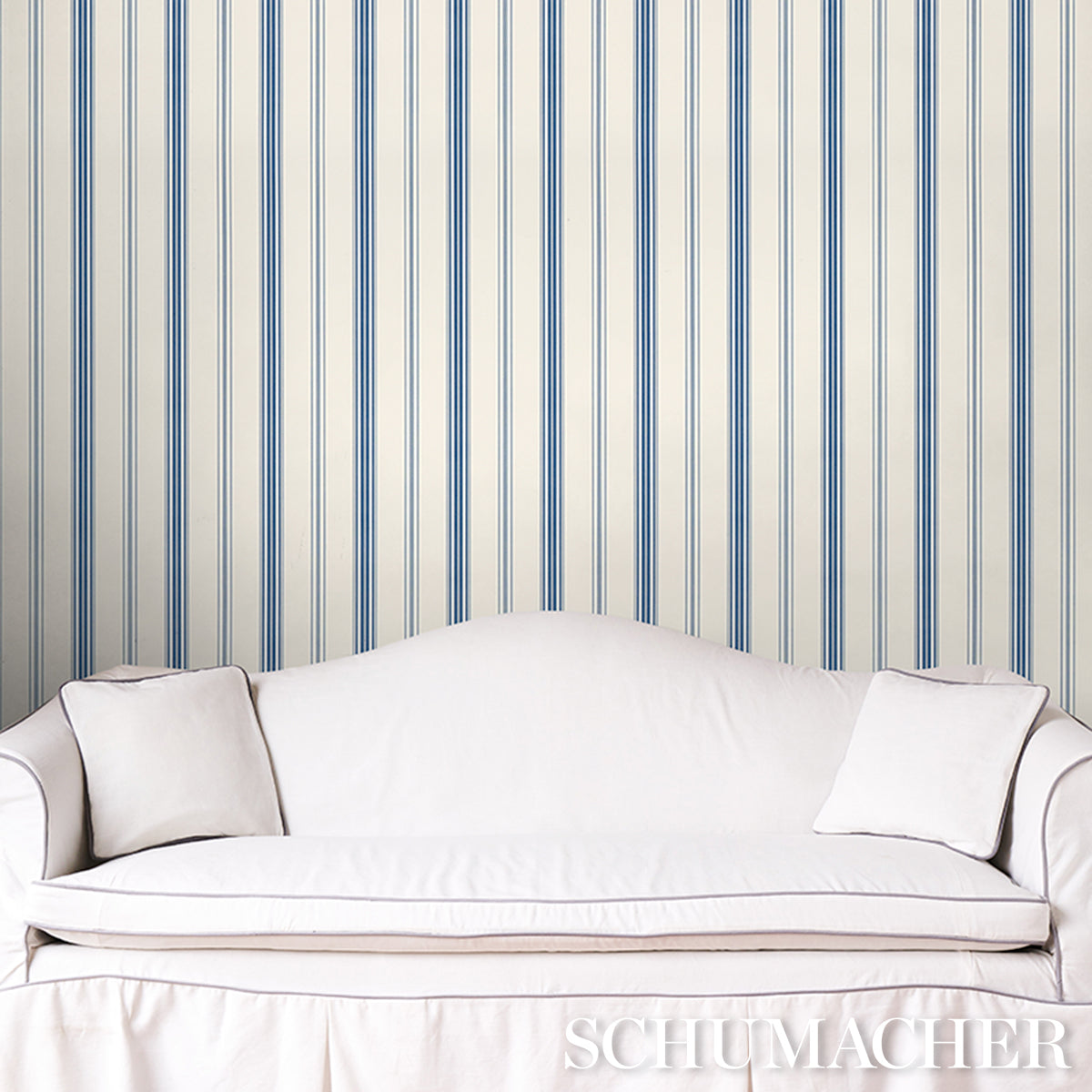 Purchase 5018194 | Coco Stripe, Indigo - Schumacher Wallpaper