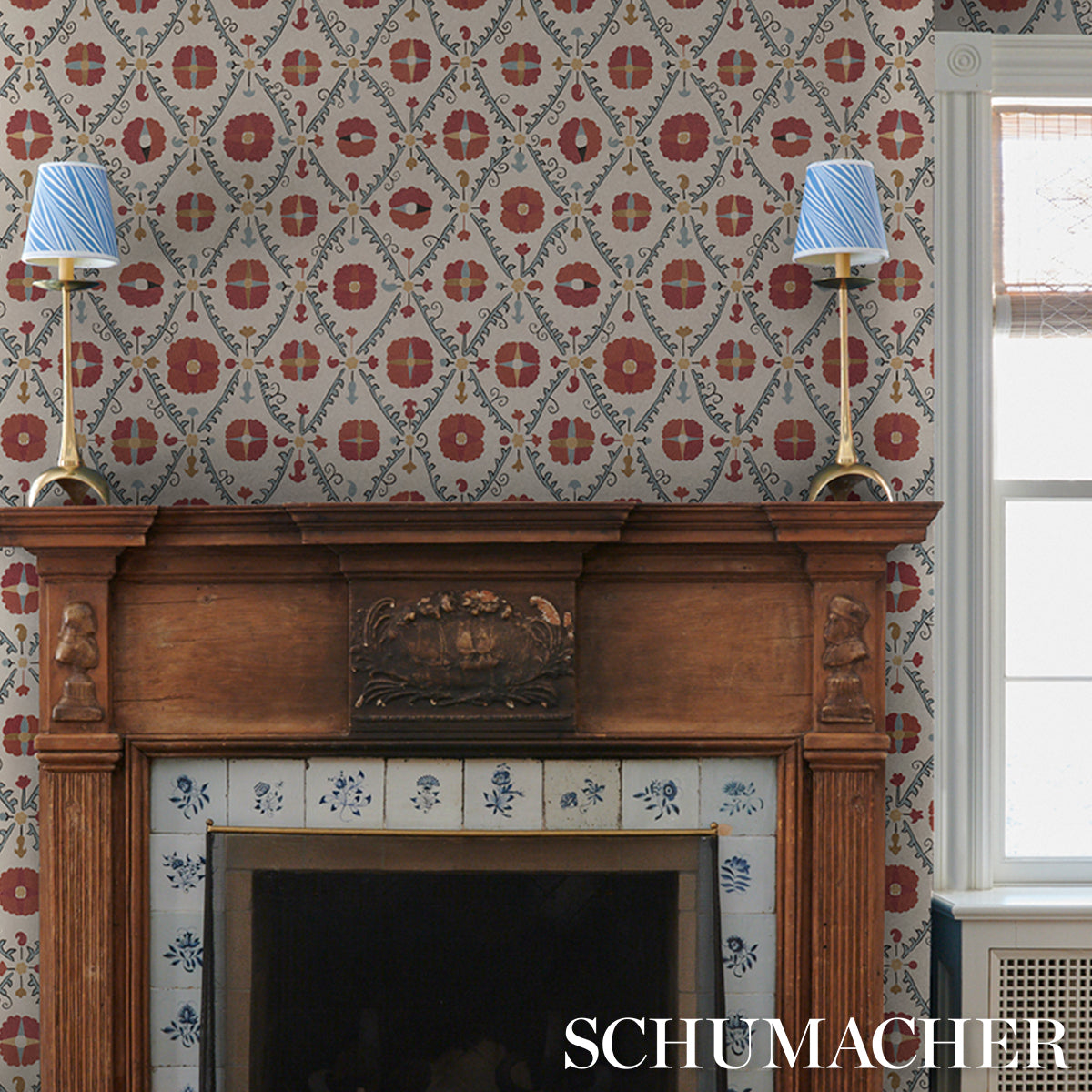 Purchase 5018280 | Amal, Tent Red & Blue - Schumacher Wallpaper