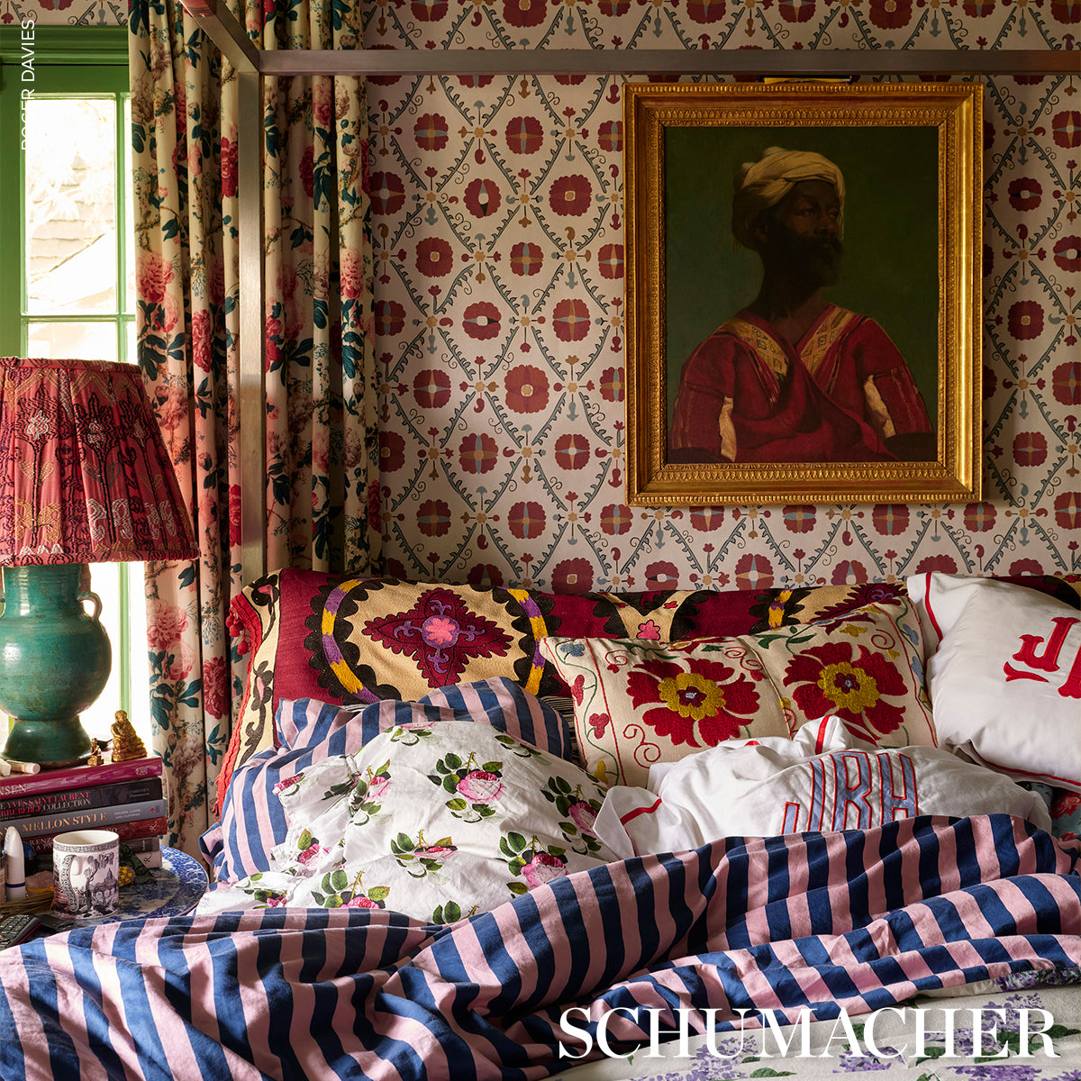 Purchase 5018280 | Amal, Tent Red & Blue - Schumacher Wallpaper