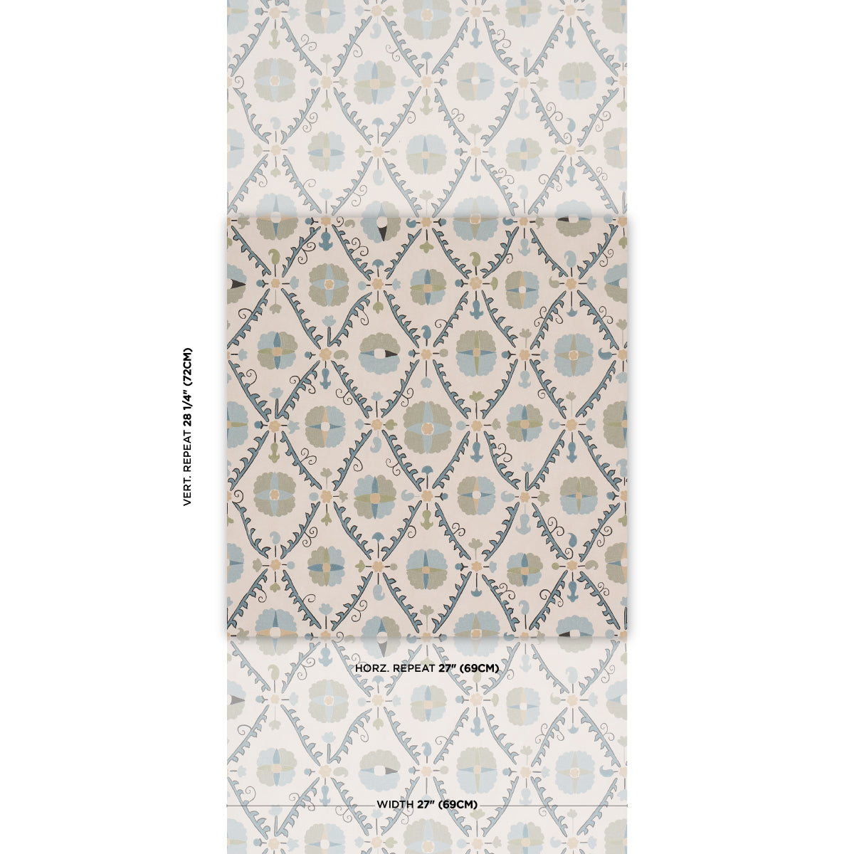 Purchase 5018281 | Amal, Calm Blue/Laurel Green - Schumacher Wallpaper