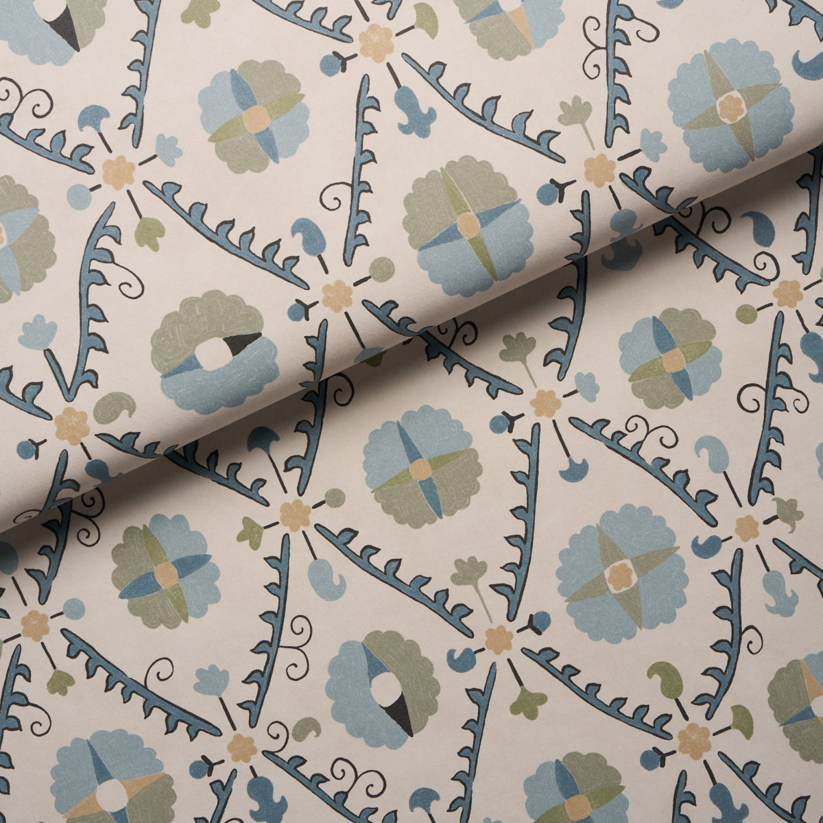 Purchase 5018281 | Amal, Calm Blue/Laurel Green - Schumacher Wallpaper