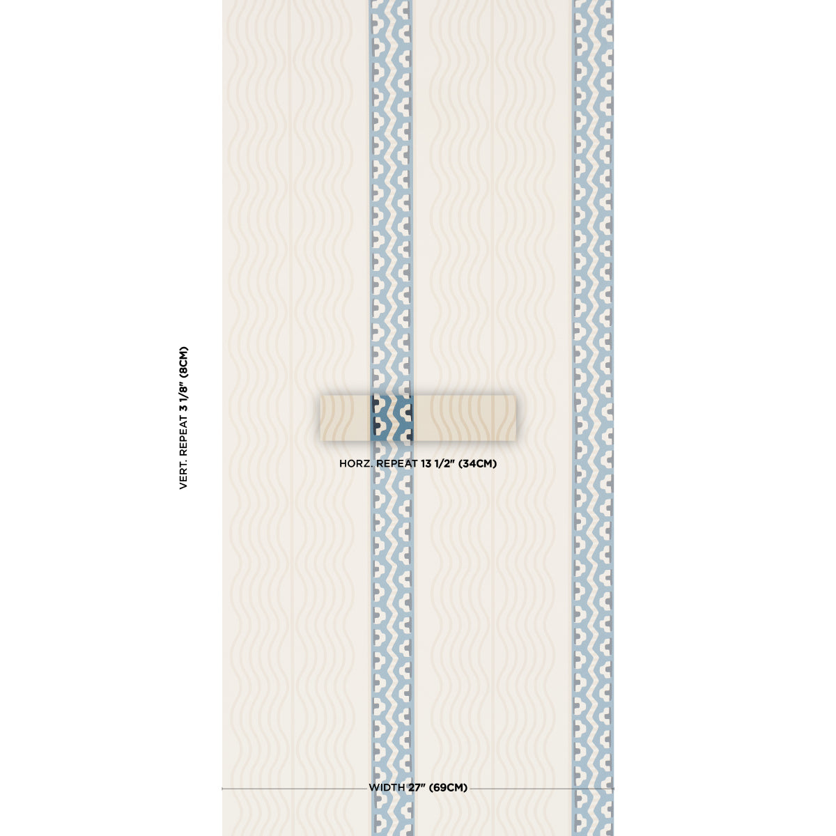 Purchase 5018302 | Crème Anglaise, English Cream/Denim Blue - Schumacher Wallpaper