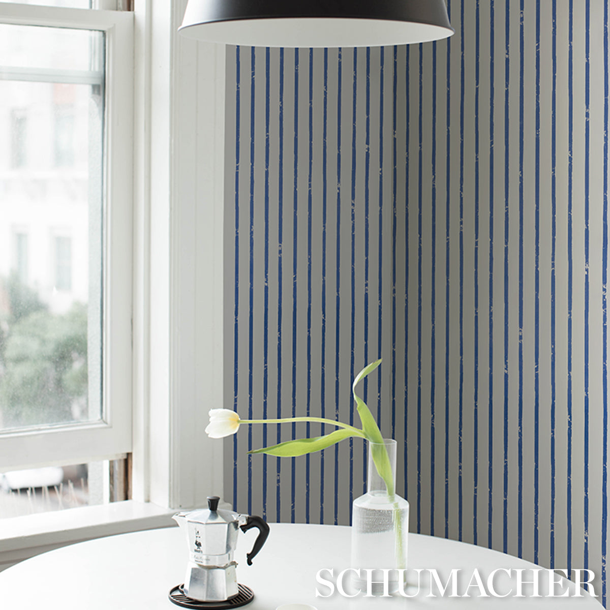 Purchase 5018350 | Springs Stripe, Navy - Schumacher Wallpaper