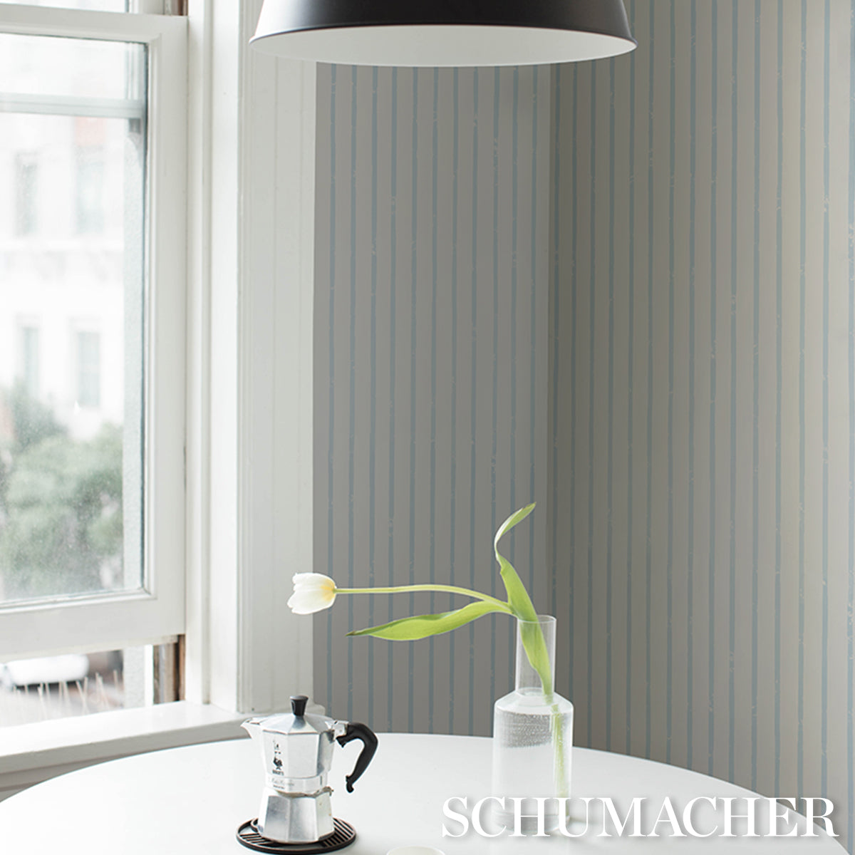 Purchase 5018352 | Springs Stripe, Sky - Schumacher Wallpaper