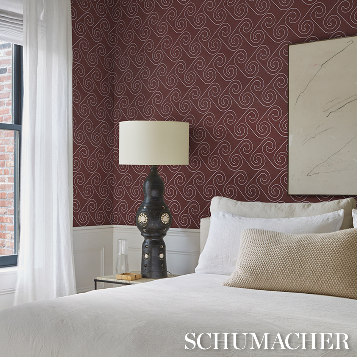 Purchase 5018362 | Fortuna, Plum - Schumacher Wallpaper