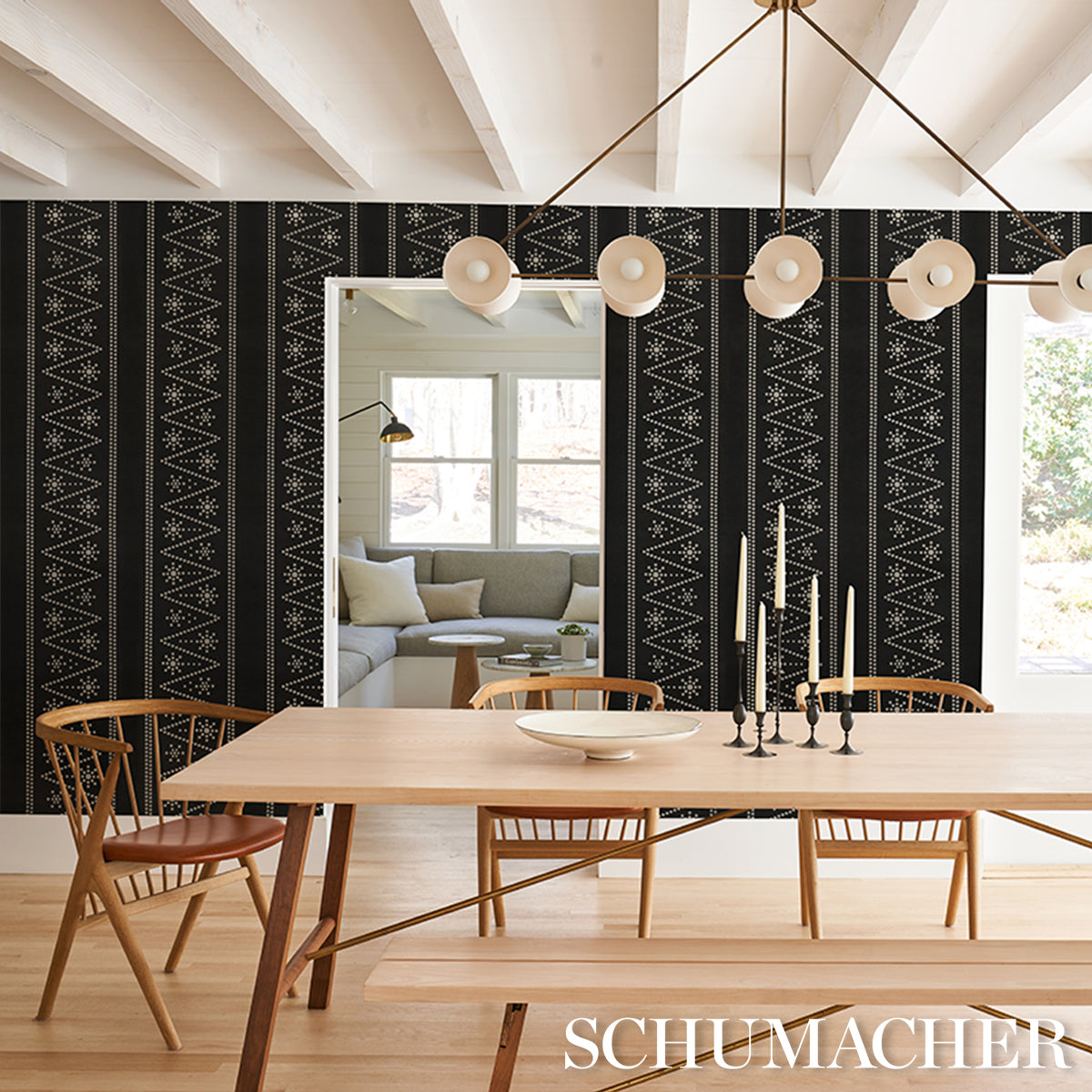 Purchase 5018373 | The Pearlies, Black - Schumacher Wallpaper