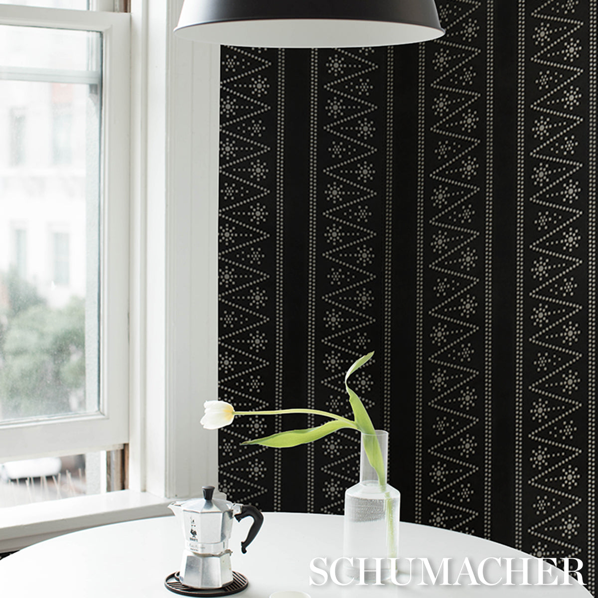 Purchase 5018373 | The Pearlies, Black - Schumacher Wallpaper