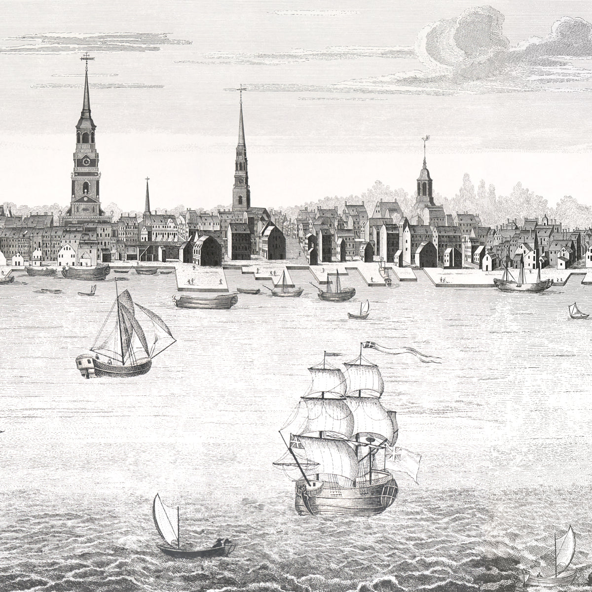 Purchase 5018390 | Philadelphia Harbor 3 Panel Set, Black - Schumacher Wallpaper