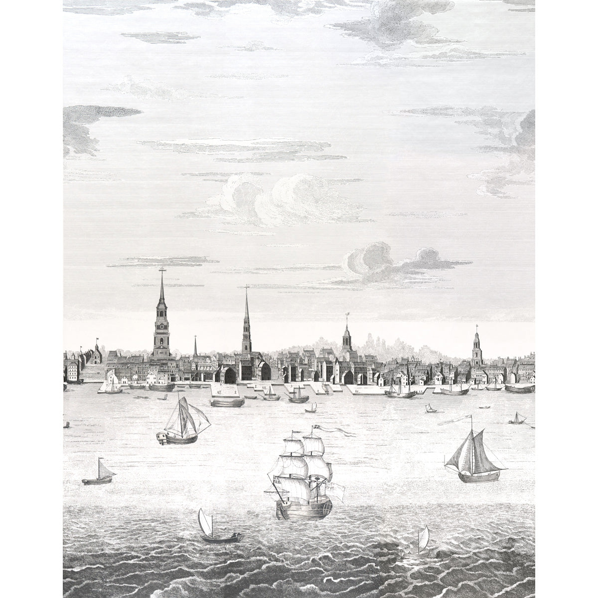 Purchase 5018390 | Philadelphia Harbor 3 Panel Set, Black - Schumacher Wallpaper