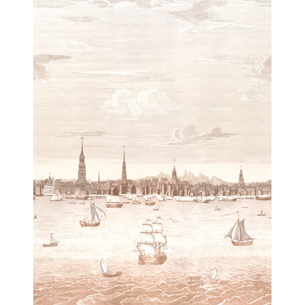Purchase 5018391 | Philadelphia Harbor 3 Panel Set, Sepia - Schumacher Wallpaper