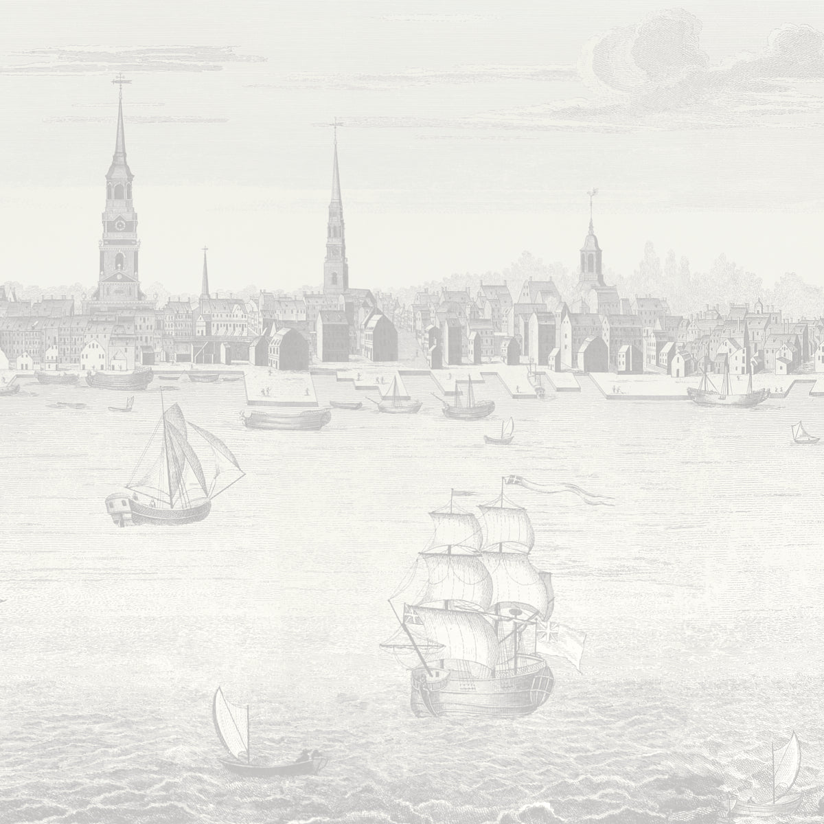 Purchase 5018392 | Philadelphia Harbor 3 Panel Set, Grey - Schumacher Wallpaper