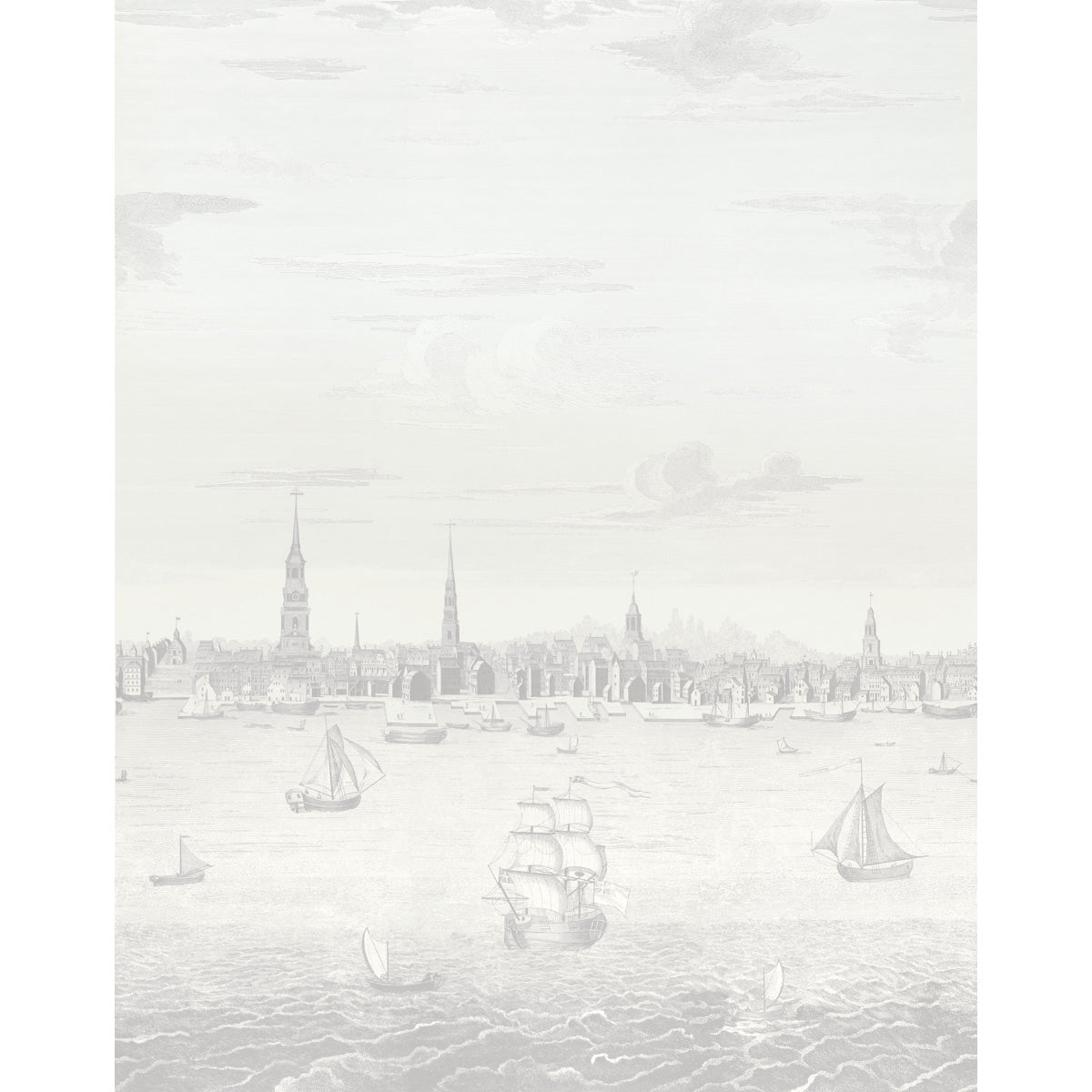 Purchase 5018392 | Philadelphia Harbor 3 Panel Set, Grey - Schumacher Wallpaper