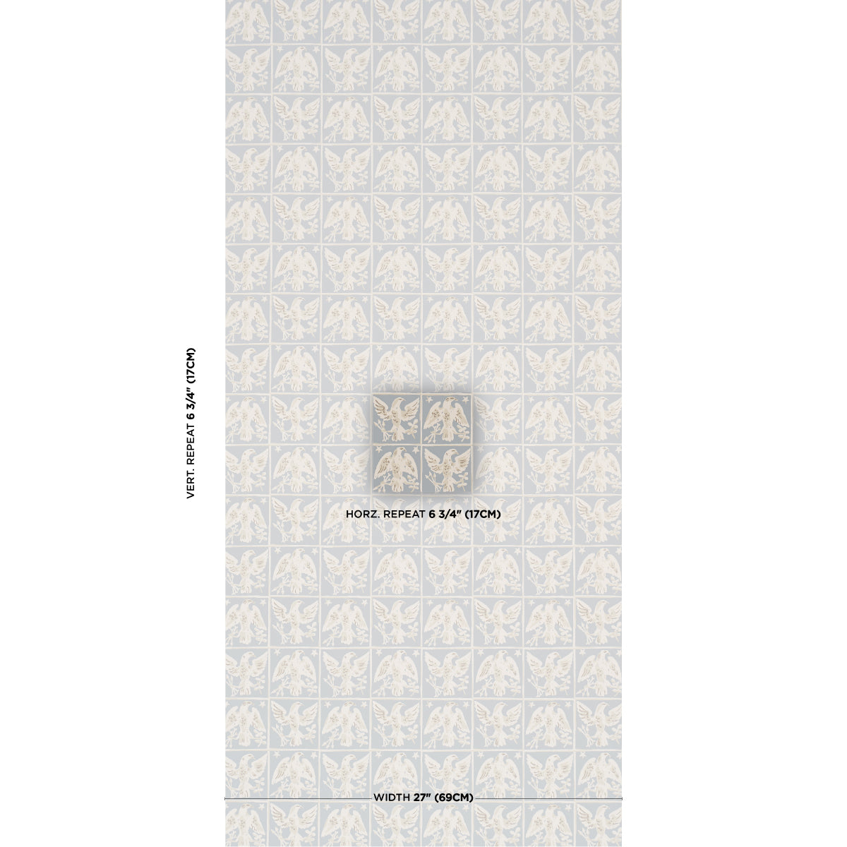 Purchase 5018402 | Barton'S Eagle Hand Print, Blue - Schumacher Wallpaper