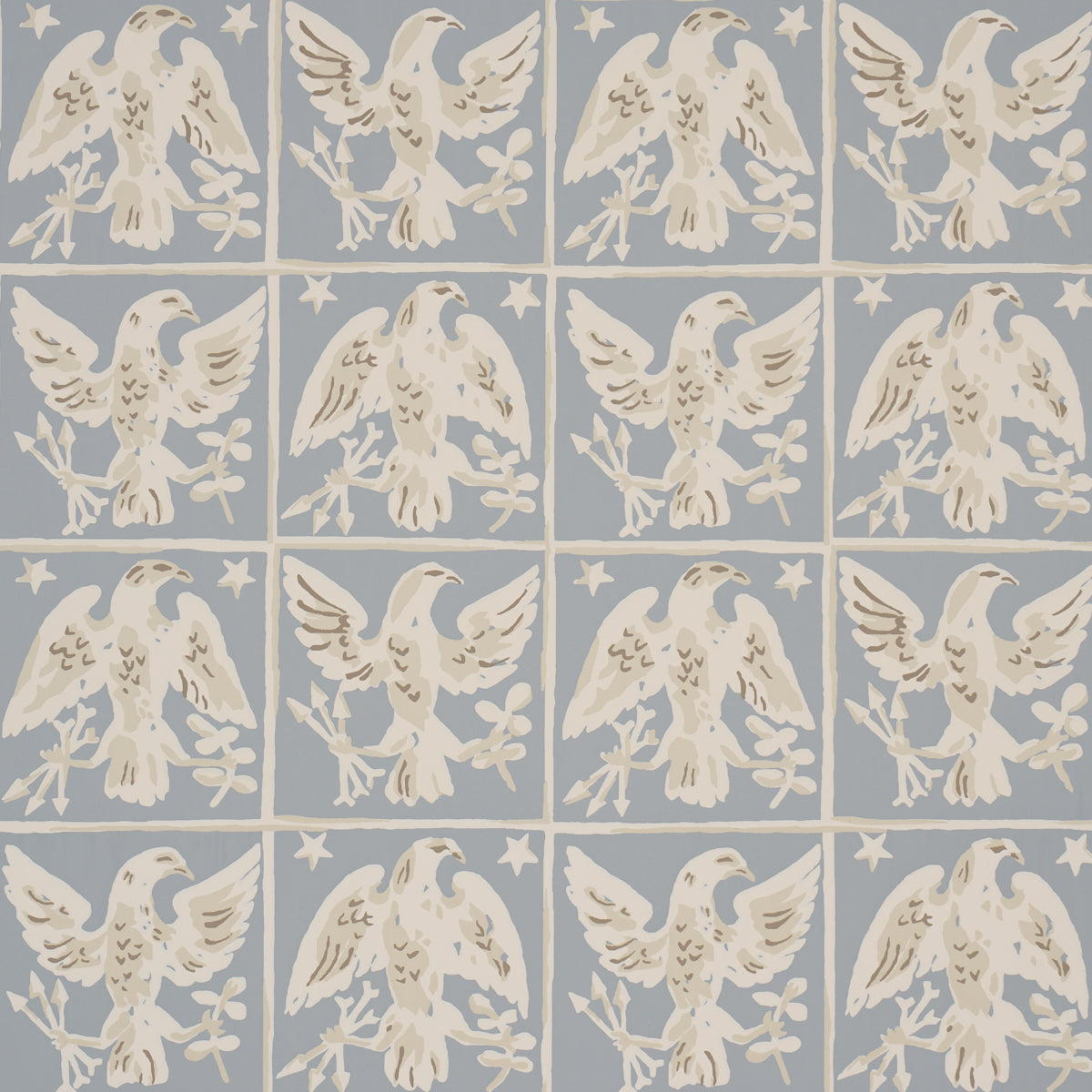 Purchase 5018402 | Barton'S Eagle Hand Print, Blue - Schumacher Wallpaper