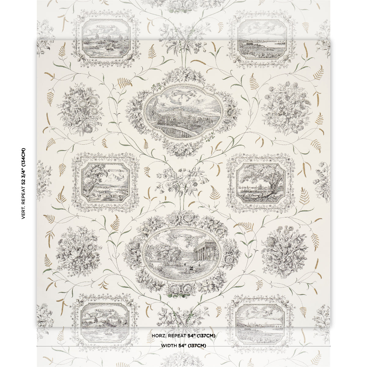 Purchase 5018410 | Century Scenic Toile, Black - Schumacher Wallpaper