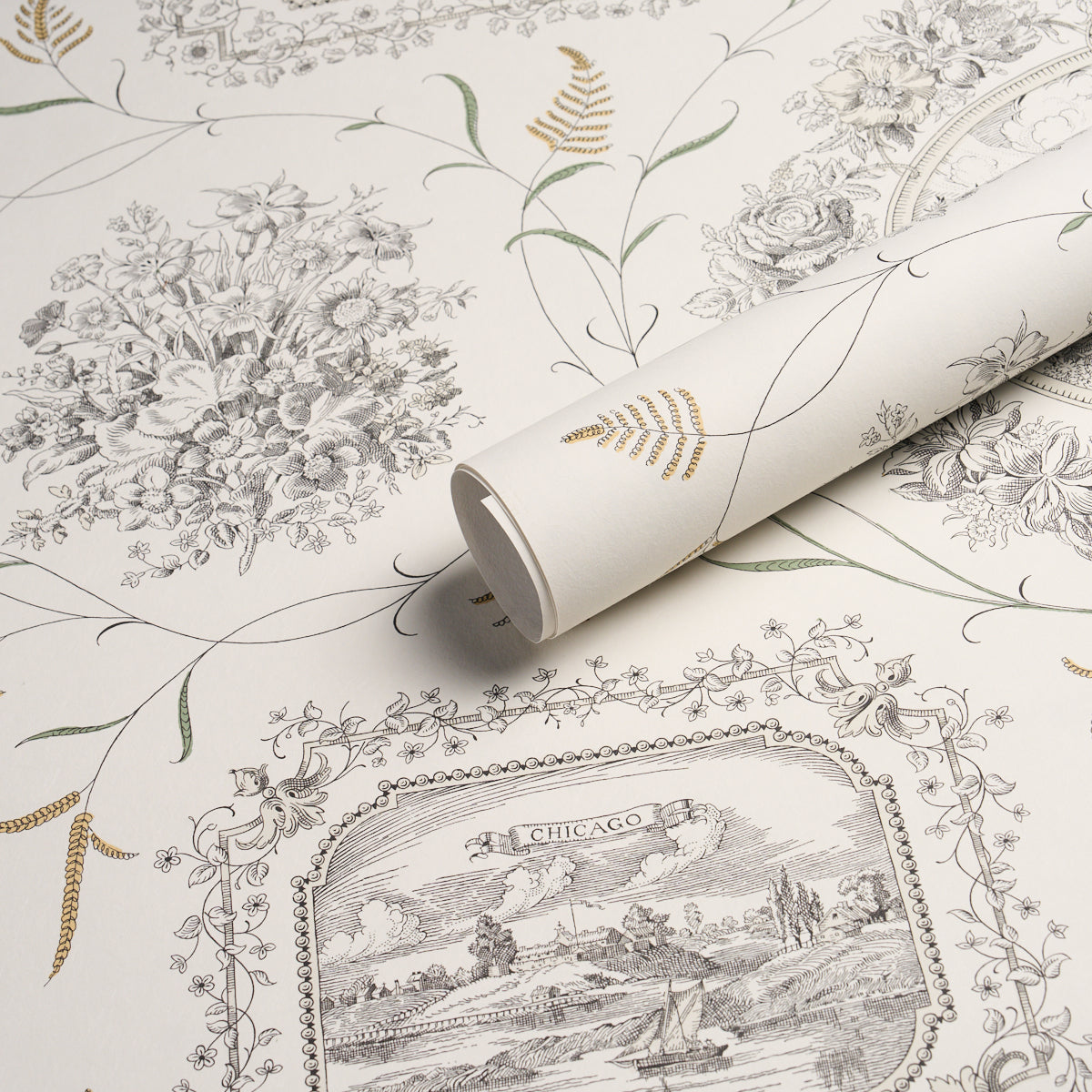 Purchase 5018410 | Century Scenic Toile, Black - Schumacher Wallpaper