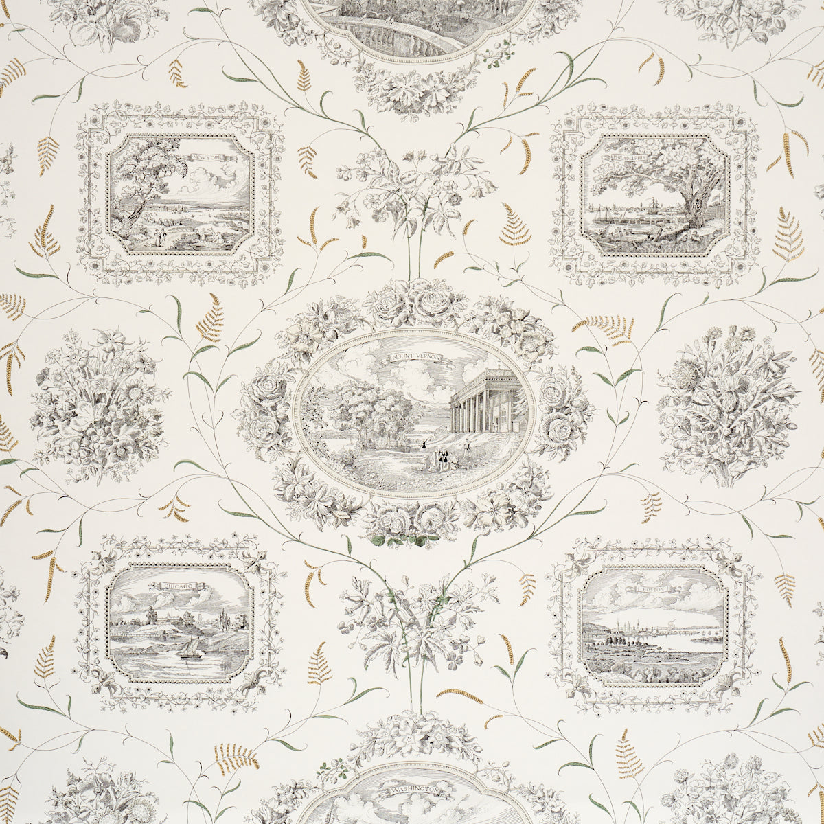 Purchase 5018410 | Century Scenic Toile, Black - Schumacher Wallpaper