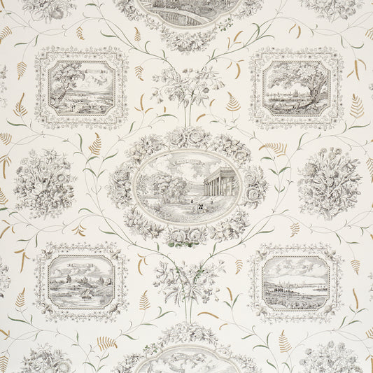 Purchase 5018410 | Century Scenic Toile, Black - Schumacher Wallpaper