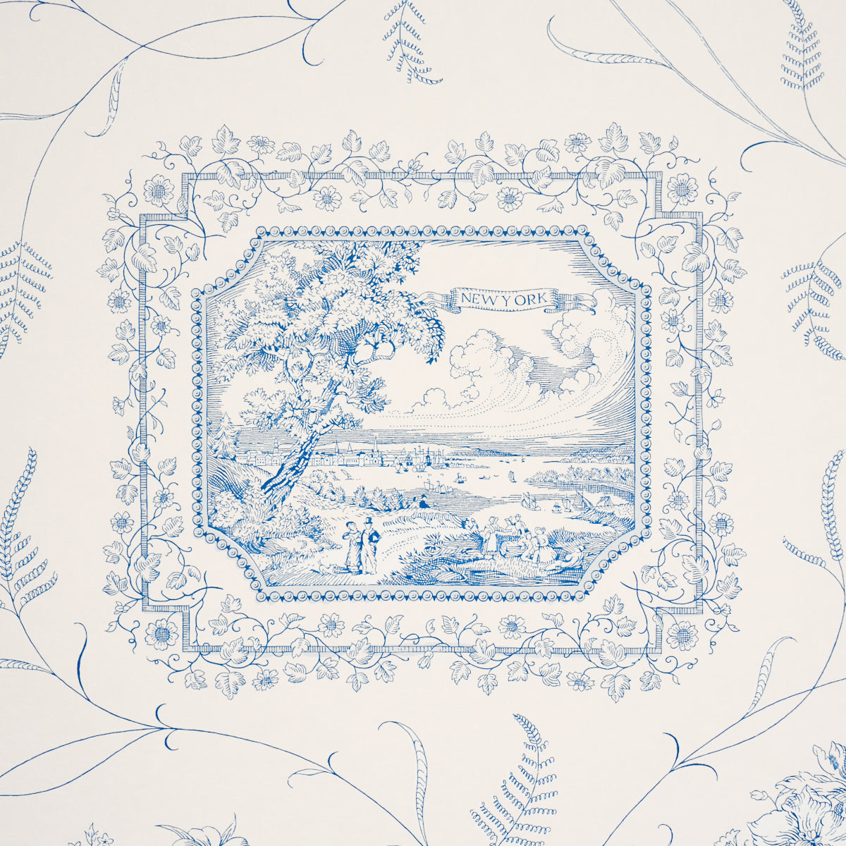 Purchase 5018411 | Century Scenic Toile, Blue - Schumacher Wallpaper