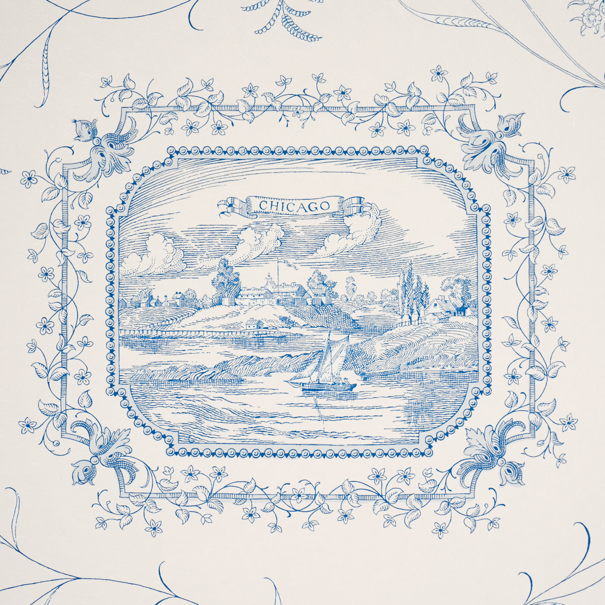 Purchase 5018411 | Century Scenic Toile, Blue - Schumacher Wallpaper